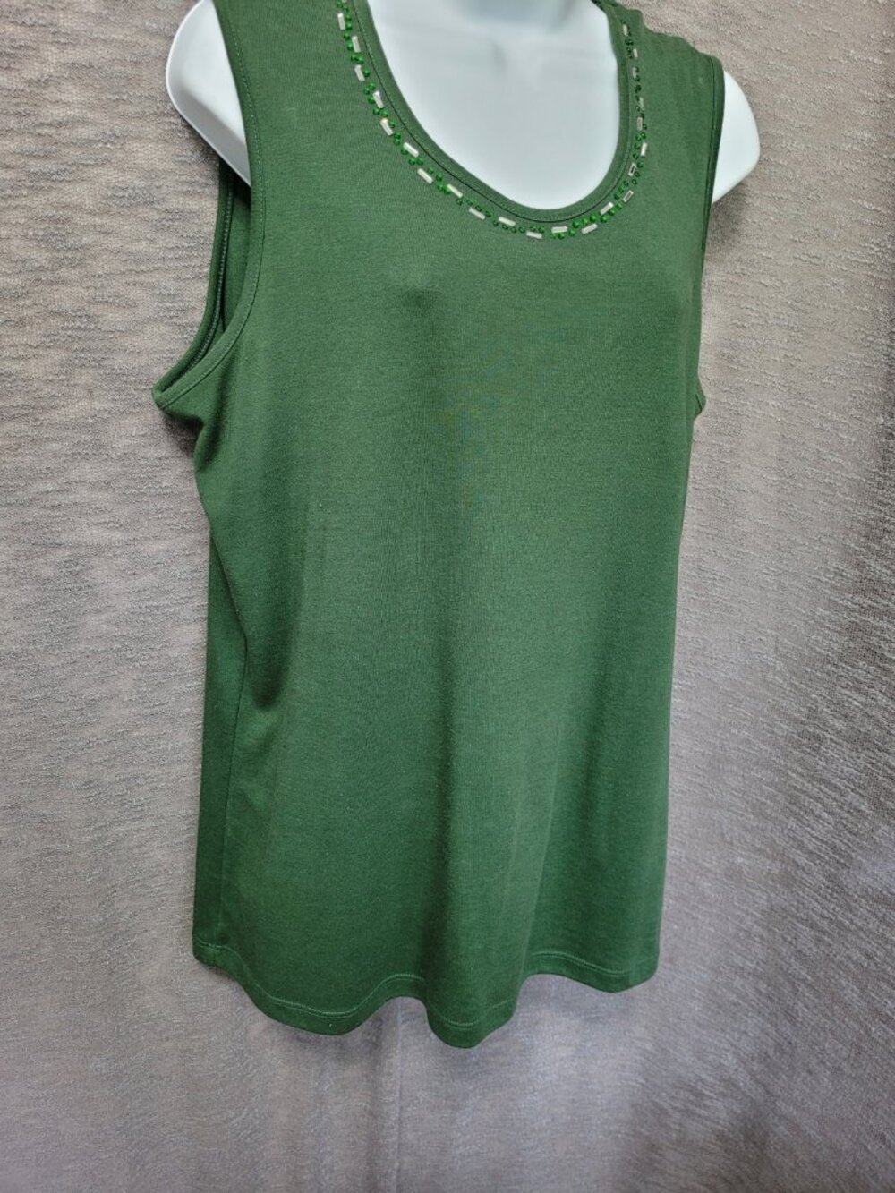Y2K Womens Embellished Tank Top L Green Stretch Lightweight Feminine - Picture 13 of 16